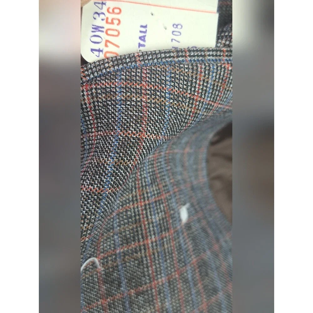 Vintage 70s 80s Men's 3 Piece Suit Brown Check Canvassed Flare Leg 40L 38L 34W